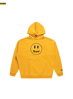 drew house mascot笑脸宽松连帽拉绒卫衣金黄色男女同款