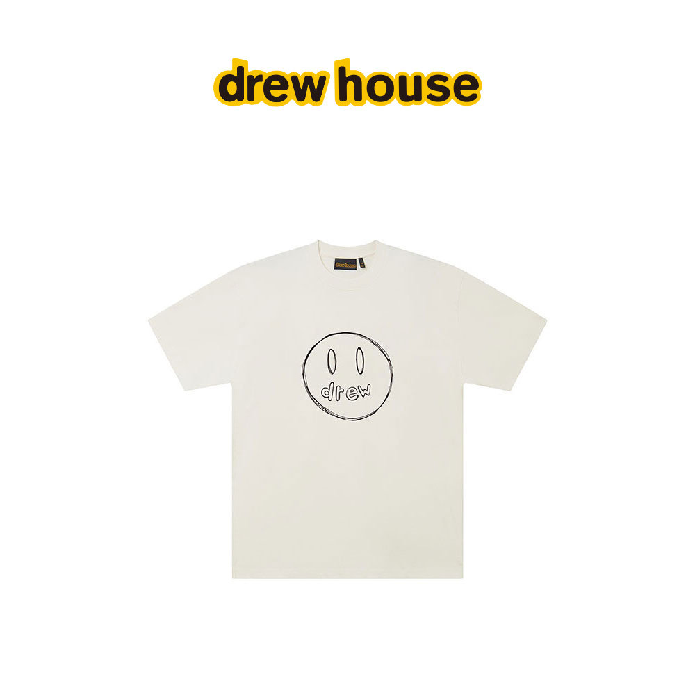 drew house 素描风格笑脸图案纯棉短袖T恤26夏季新品男女同款