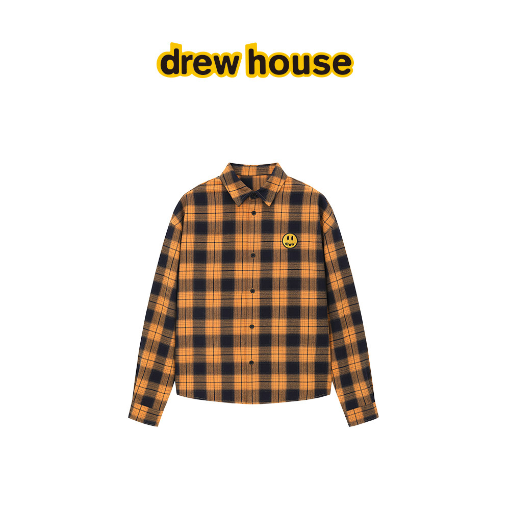 drewhouse笑脸刺绣黄格纹衬衫图片