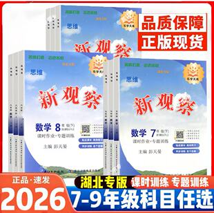 【湖北专版】2026新观察七八九789年级上下册数学英语物理化学课时同步课堂训练培优题压轴题练习册测试卷专项训练含答案 人教版