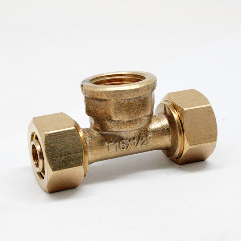 天一 金牛 铝塑管等卡套式内丝三通 1216X1/2 内牙铝塑管管件接头