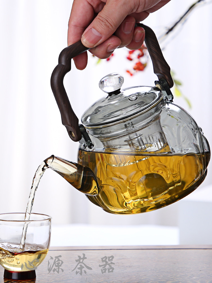 牡璃缘莲花蒸煮两用茶壶电陶炉煮茶器烧水壶耐高温家高档玻璃茶具