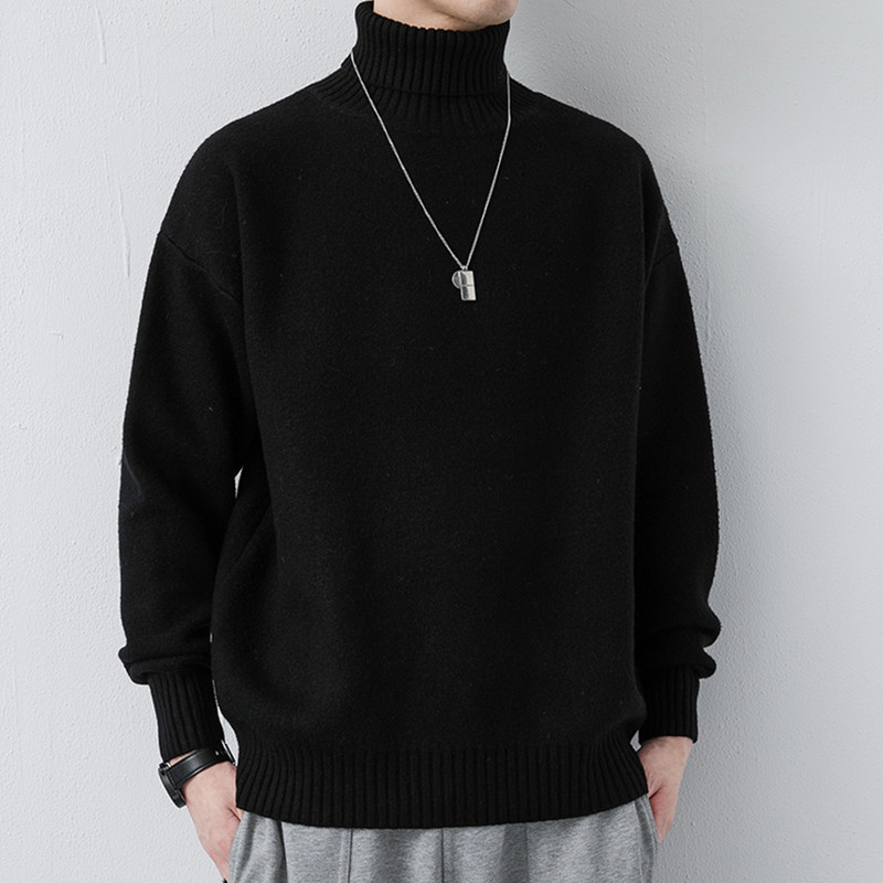 SEMIR GROUP 솔리드 컬러 스웨터 남성 기본 전 경기 겨울 바닥 셔츠 트렌디 한 잘 생긴 하이 칼라 두꺼운 따뜻한 스웨터