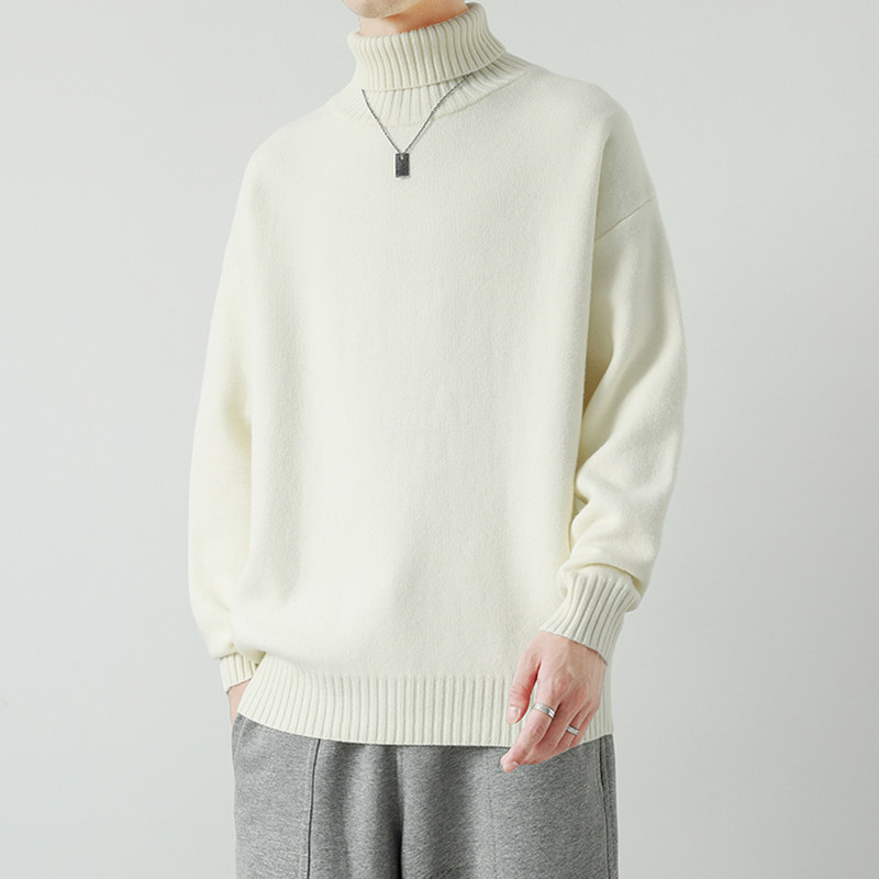 SEMIR GROUP 솔리드 컬러 스웨터 남성 기본 전 경기 겨울 바닥 셔츠 트렌디 한 잘 생긴 하이 칼라 두꺼운 따뜻한 스웨터