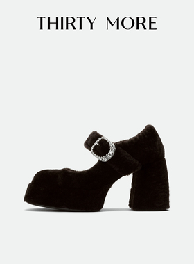 Thirty More气质粗跟玛丽珍鞋女2026春季新款百搭复古增高单鞋女