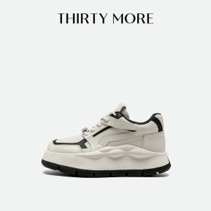 Thirty More板鞋女款2025秋新款方头休闲鞋百搭厚底内增高运动鞋