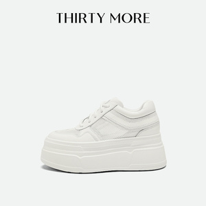 Thirty More板鞋女2025秋新款透气百搭增高厚底休闲鞋白色运动鞋