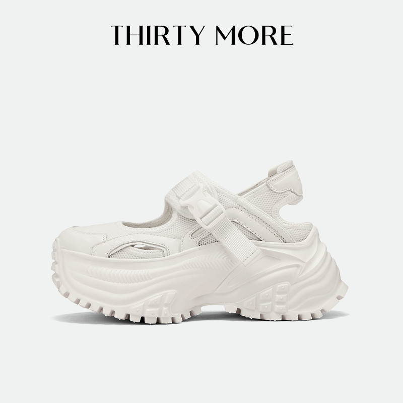 Thirty More厚底休闲鞋女2026春季新款镂空魔术贴设计后空运动鞋,女鞋,时尚休闲鞋,淘宝优惠券,粉丝福利购,淘宝优惠卷