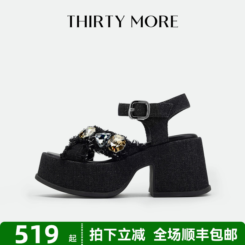 Thirty More防水台粗跟凉鞋女2025夏季新款性感露趾外穿高跟鞋女