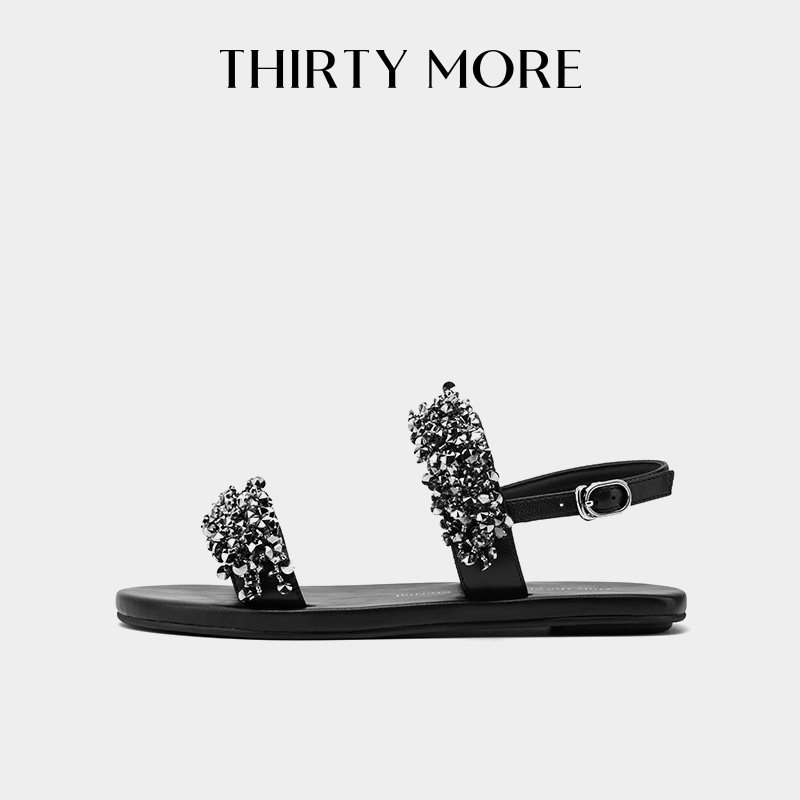 THIRTY MORE时装凉鞋女夏季新款热卖小香风一字带百搭平底沙滩鞋,女鞋,时装凉鞋,淘宝优惠券,粉丝福利购,淘宝优惠卷