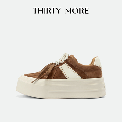 Thirty More厚底板鞋2025秋冬新款绑带设计潮流复古休闲德训鞋女