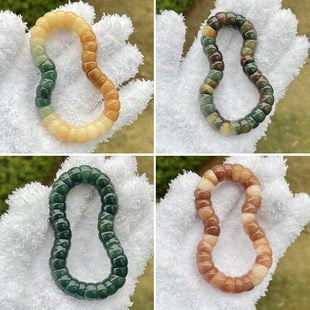 工厂白玉菩提根文玩猪大肠手串斜切彩虹双色渐变手链佛珠