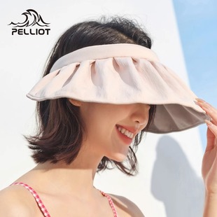 遮脸空顶贝壳防晒帽女防紫外线遮阳帽沙滩大帽檐太阳帽 伯希和夏季