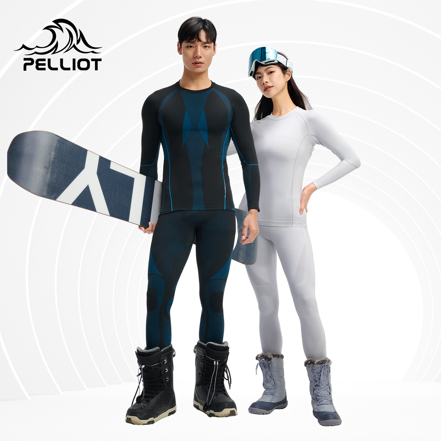 伯希和户外骑行服运动功能内衣男女秋冬滑雪排汗快干保暖内衣套装