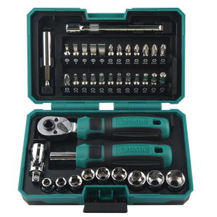 世达套筒套装6.3mm全套工具小飞棘轮扳手套筒批头综合组套05498A