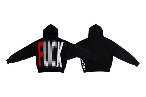 99CLUB脏话长毛400G原创潮小众重磅连帽卫衣