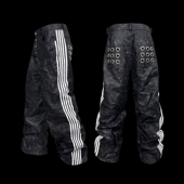 99CLUB五条杠褶皱爆裂纹皮裤 侧条纹长裤 小众原创设计嘻哈