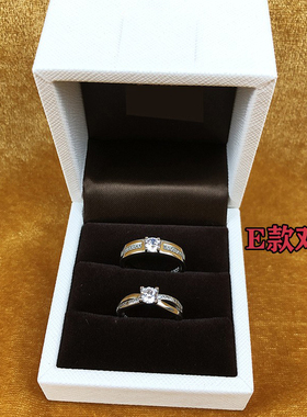 Dr Wife一克拉钻戒纯银情侣对戒莫桑钻七夕结婚订婚求婚戒指仿