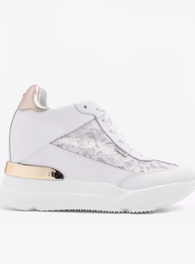 ROTELLI【轻奢风】内增高9CM蕾丝透气内增高休闲运动鞋女厚底跑鞋