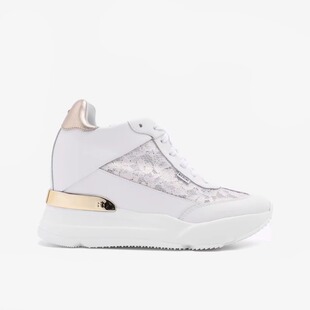 ROTELLI【轻奢风】内增高9CM蕾丝透气内增高休闲运动鞋女厚底跑鞋