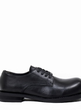 B&V家【新款】头层牛皮圆头厚底增高5CM休闲皮鞋大头皮鞋男德比鞋