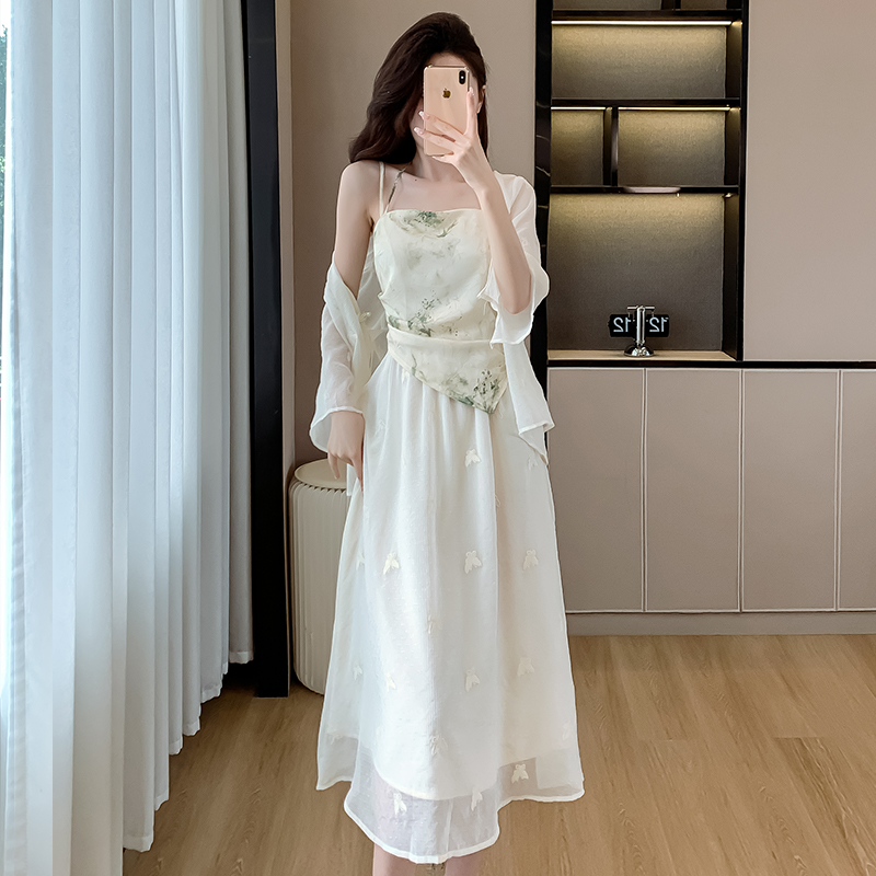 新中式国风套装女2025夏季新款薄防晒衣吊带背心裙连衣裙两件套裙