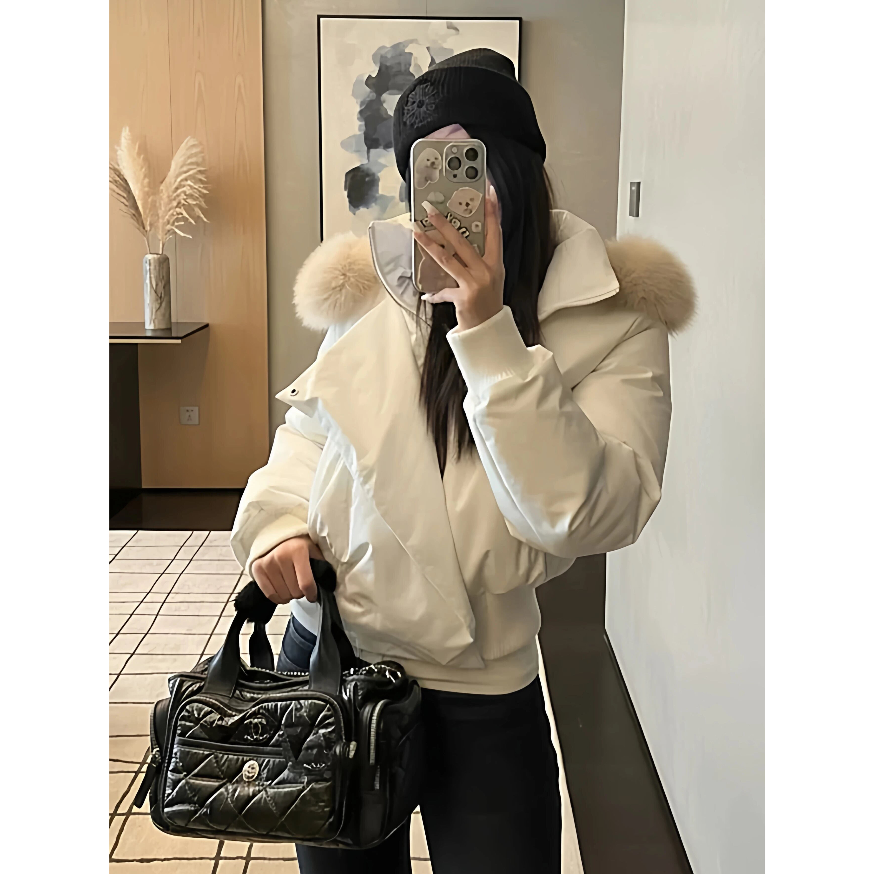 蓝调时刻狐狸毛领短款巨好看羽绒服女款冬小个子外套新款棉外套