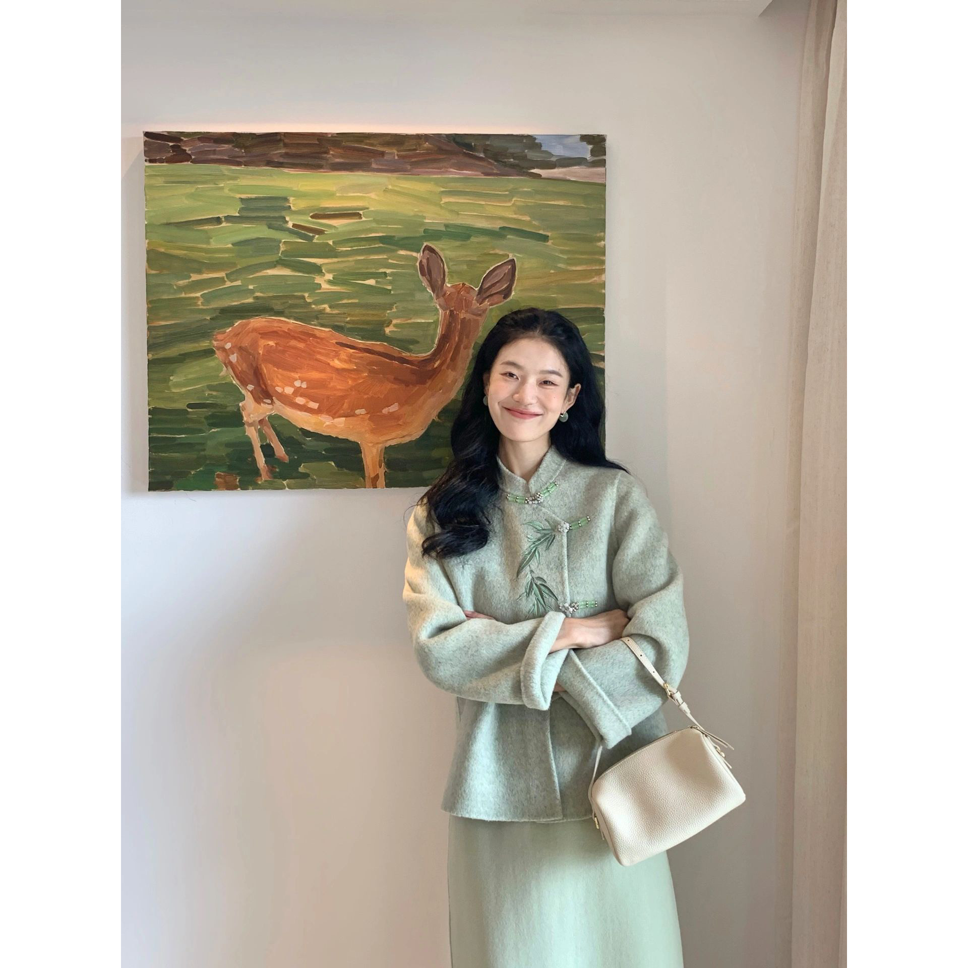 〈探竹 〉新中式双面羊绒大衣短款外套女羊毛呢子两件套装裙秋冬,女装/女士精品,时尚套装,淘宝优惠券,粉丝福利购,淘宝优惠卷