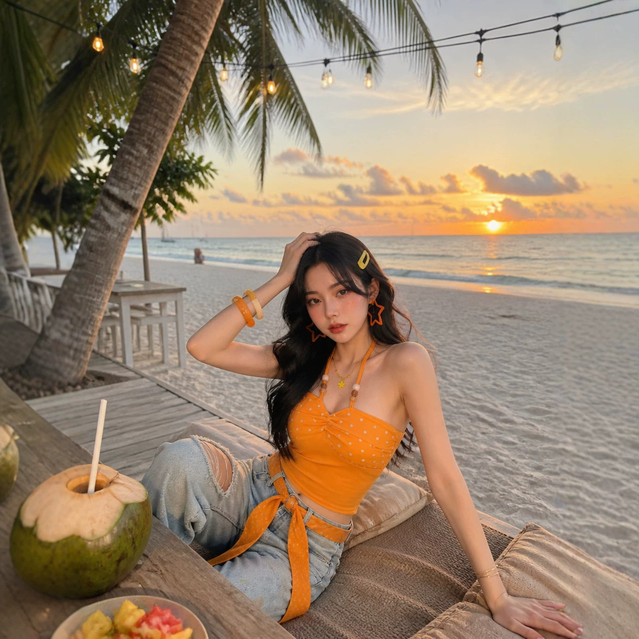 美式波点挂脖抹胸吊带背心女夏季新款多巴胺辣妹百搭修身显瘦上衣