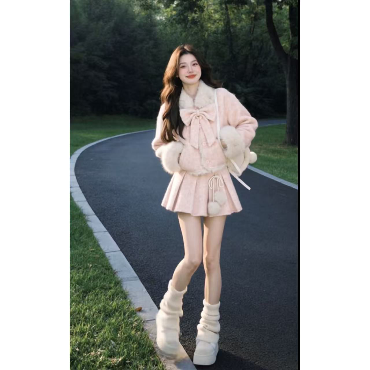 富家千金感小香风套装女秋冬季粉色毛呢外套半裙子巨好看的两件套,女装/女士精品,时尚套装,淘宝优惠券,粉丝福利购,淘宝优惠卷