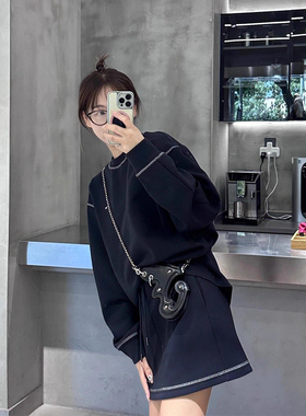 高级感巨好看休闲运动一整套女秋装ootd穿搭松弛感卫衣半身裙套装