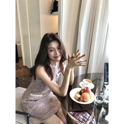 小香风无袖连衣裙女气质