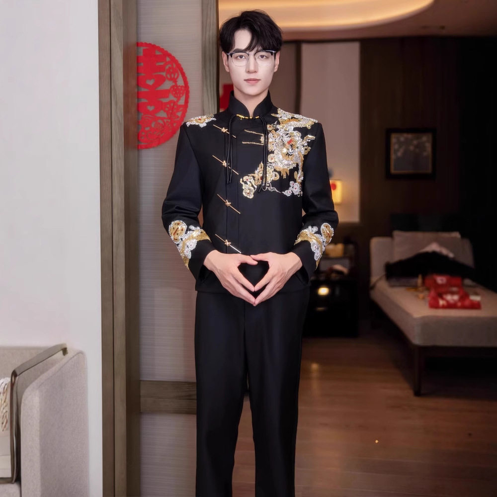 新郎结婚新中式礼服男士中山装