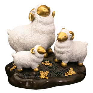 吉羊如意彩铜铜三羊开泰摆件全铜家居客厅办公室摆饰生肖羊工艺品