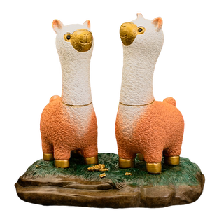 喜气羊羊黄铜彩绘家居客厅桌面铜摆件羊驼仿真全铜装饰品生日送礼