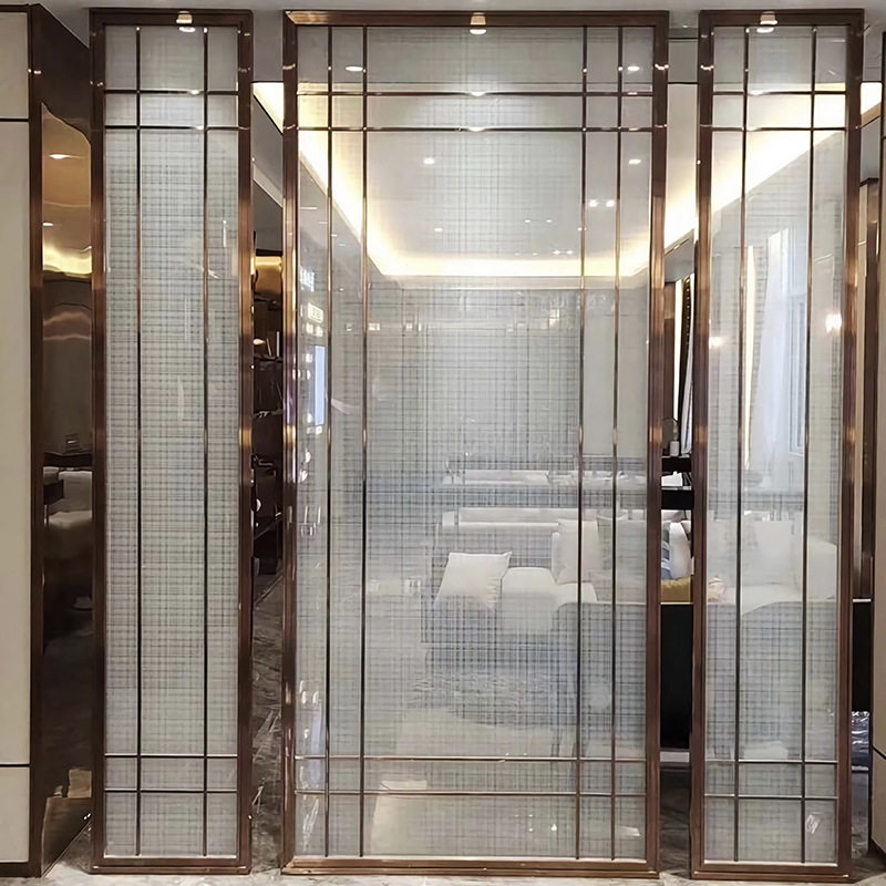 别墅酒店大堂背景墙 金属格栅 渐变色夹丝艺术水晶玻璃屏风隔断,基础建材,屏风,淘宝优惠券,粉丝福利购,淘宝优惠卷