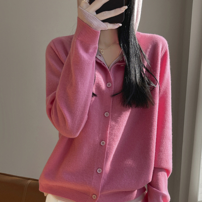 时尚宽松假两件羊绒羊毛衫女