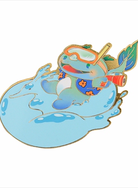 安吉小倪游泳主题冰箱贴蓝色水花造型文创纪念品磁贴