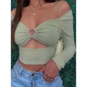 sheer 长袖 fitted sleeved Sexy 性感镂空修身 long blouse 上衣