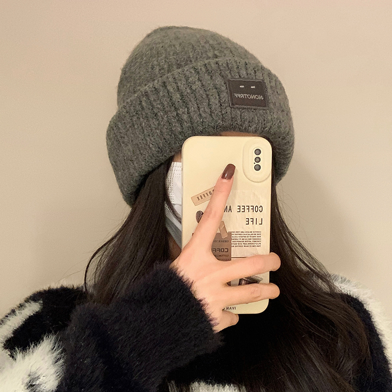 韩国宽松毛线帽子女秋冬百搭保暖羊毛针织帽显脸小护耳大头围冷帽