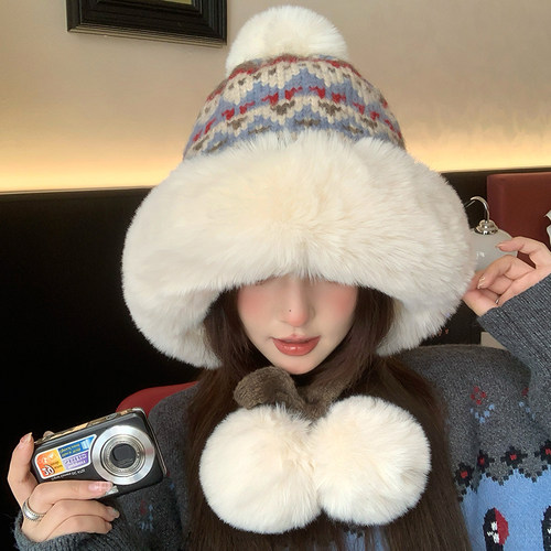 毛茸茸加绒加厚保暖护耳毛绒帽