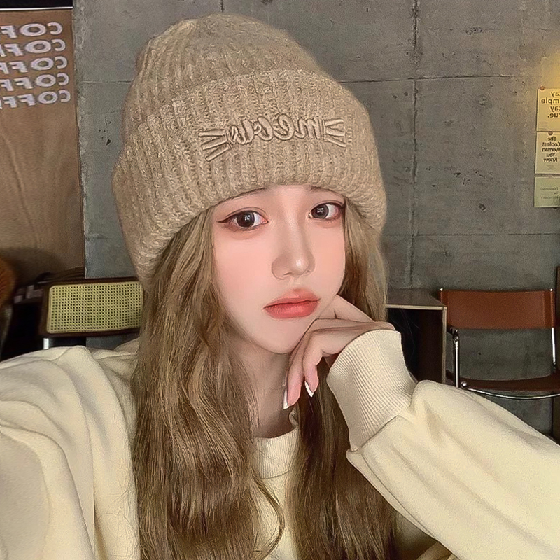 大头围保暖护耳羊毛针织毛线帽