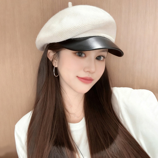 高级感千金风贝雷帽女2025新款秋冬大头围鸭舌报童帽子气质八角帽