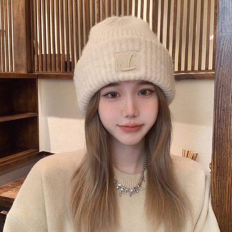 大头围显脸小毛线帽子女秋冬保暖护耳月子帽宽松羊毛粗线针织帽男