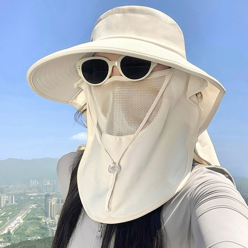 2026新款防晒面罩护颈帽子一体女夏季防紫外线遮阳帽大帽檐太阳帽