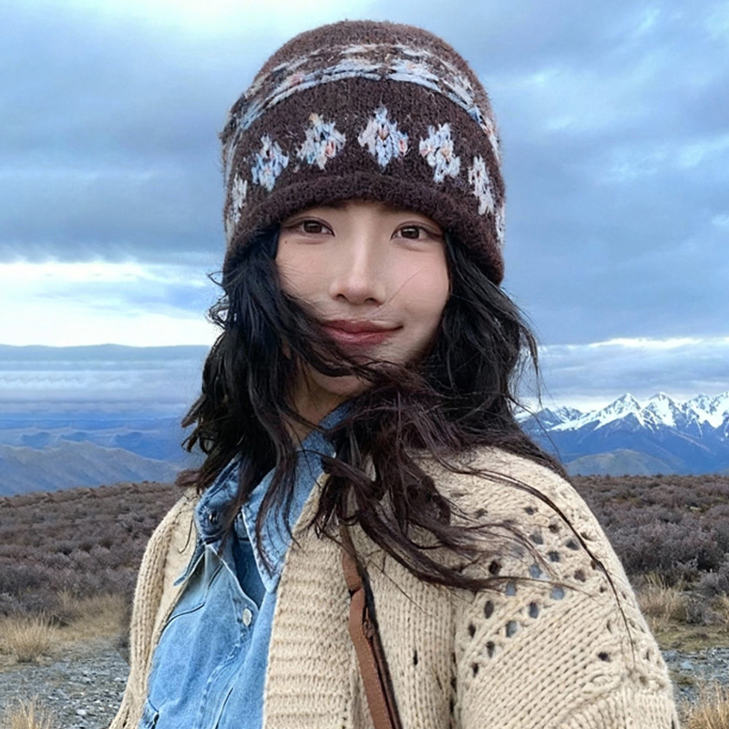 费尔岛提花针织冷帽女款秋冬保暖