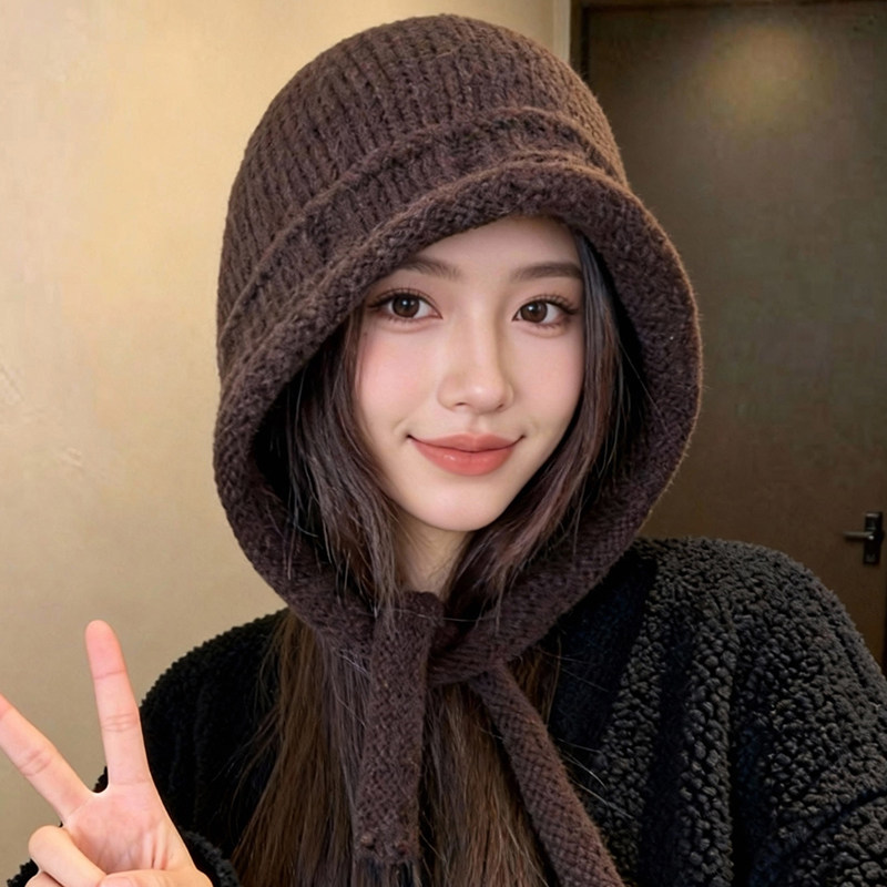 巴拉克拉法帽子女款2025新款冬季加厚针织帽大头围保暖护耳毛线帽