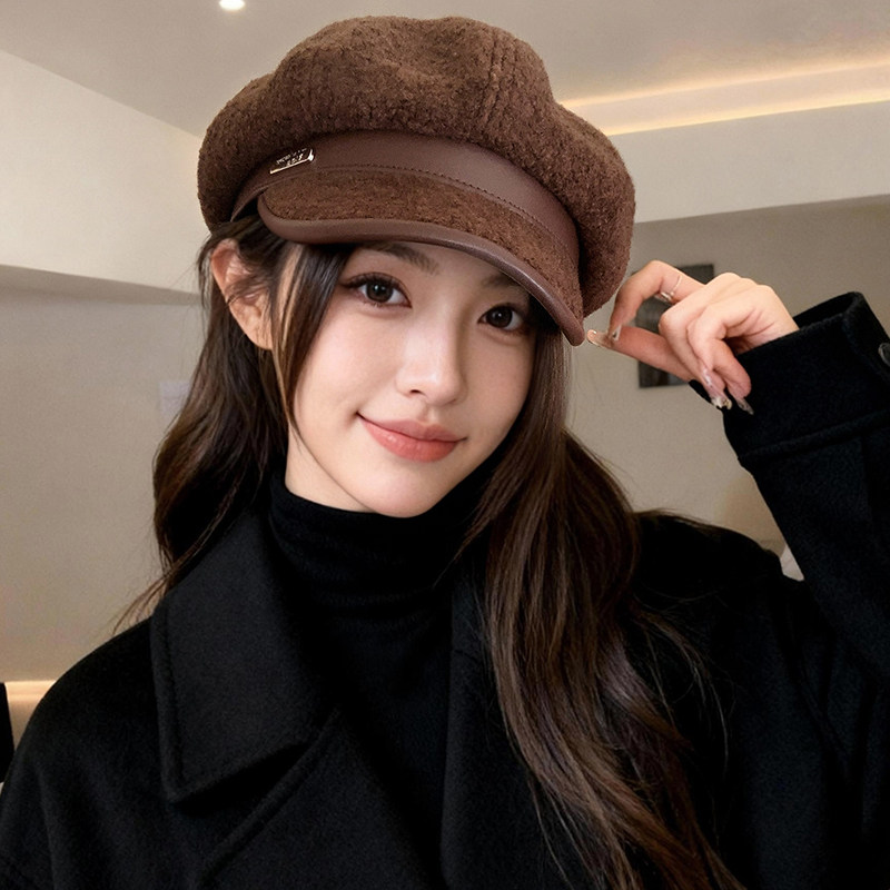 复古毛呢贝雷帽女2025新款秋冬保暖大头围鸭舌八角帽显脸小报童帽,服饰配件/皮带/帽子/围巾,帽子,淘宝优惠券,粉丝福利购,淘宝优惠卷
