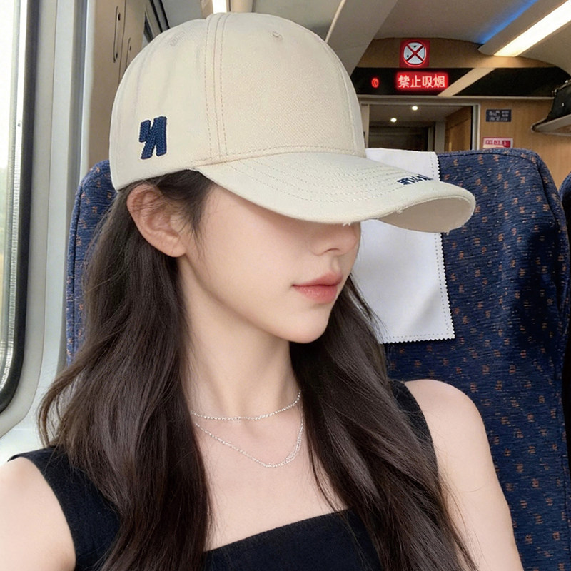 美式复古棒球帽女2026新款宽帽檐显脸小鸭舌帽硬顶遮阳大头围帽子