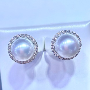 简约大方的维纳斯澳白耳钉正圆极强光无暇基本无瑕皮滑细腻